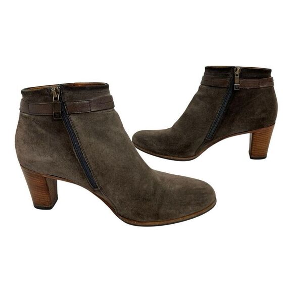 Alberto Fermani Womens Size 40.5 Suede Ankle Boots Booties Heeled Brown Taupe - Picture 5 of 9